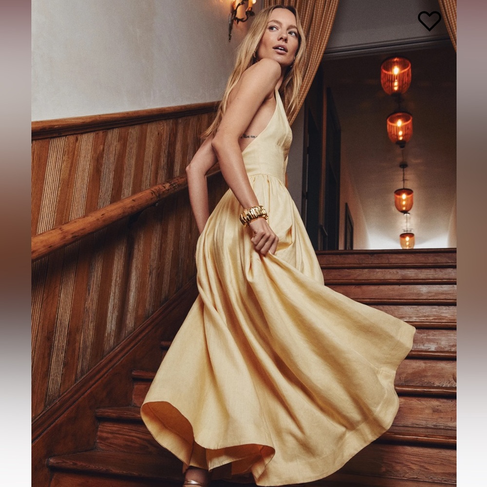 Reformation Percy Linen Dress in Parmesan